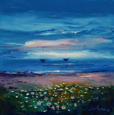 Dawnlight on the moorings Isle of Gigha 16x16